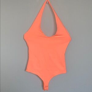 Vibrant Orange Halter Bodysuit Small‎
